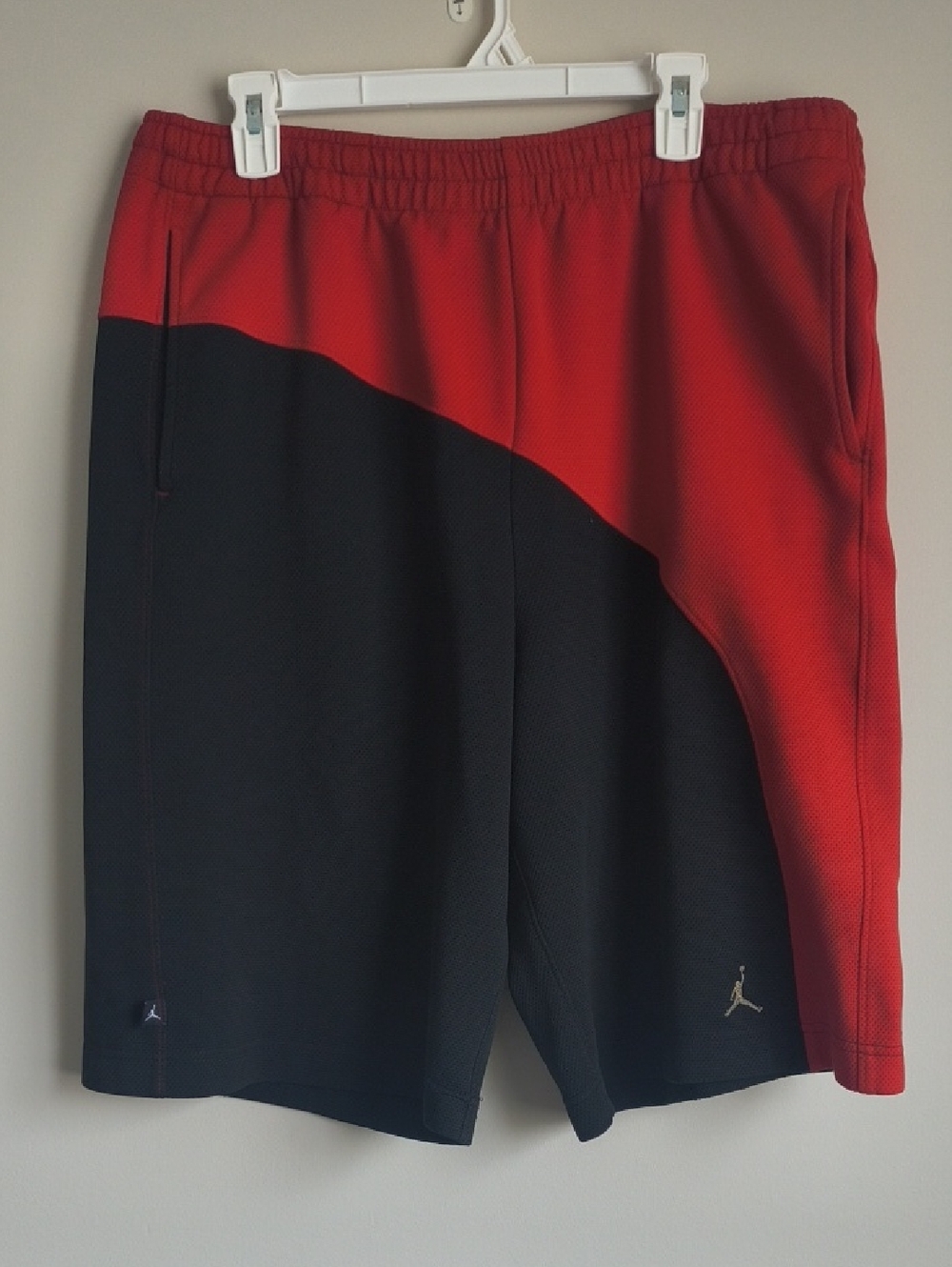 Jordan Red and Black Two-Tone Athletic Shorts